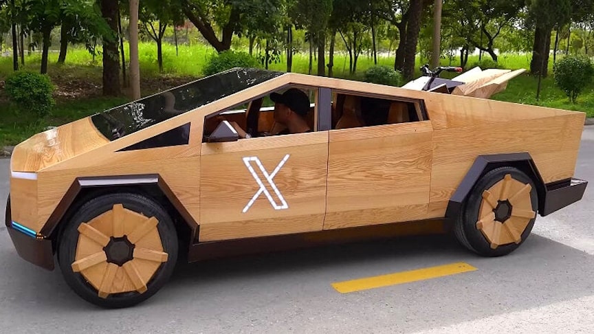 Stavba plně funkčního dřevěného cybertrucku Tesla